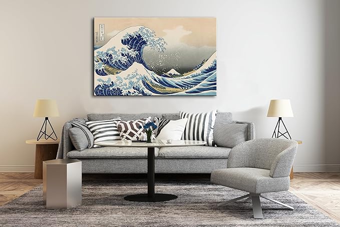 weiyiart The Great Wave off Kanagawa by Katsushika Hoki. Classic Art Reproduction Print Ocean Wave Poster Paintings Home Office Decoration 36x24Inch