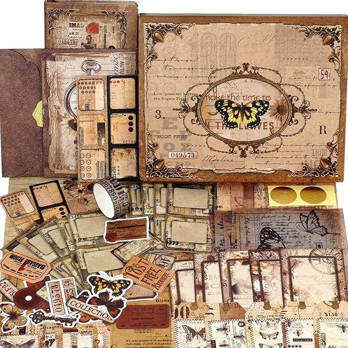 Funto Scrapbooking Kit, The Love Poems Series- Dusk Hour, Perfect for Bullet Scrapbooking Materials, Planner DIY Craft Collage