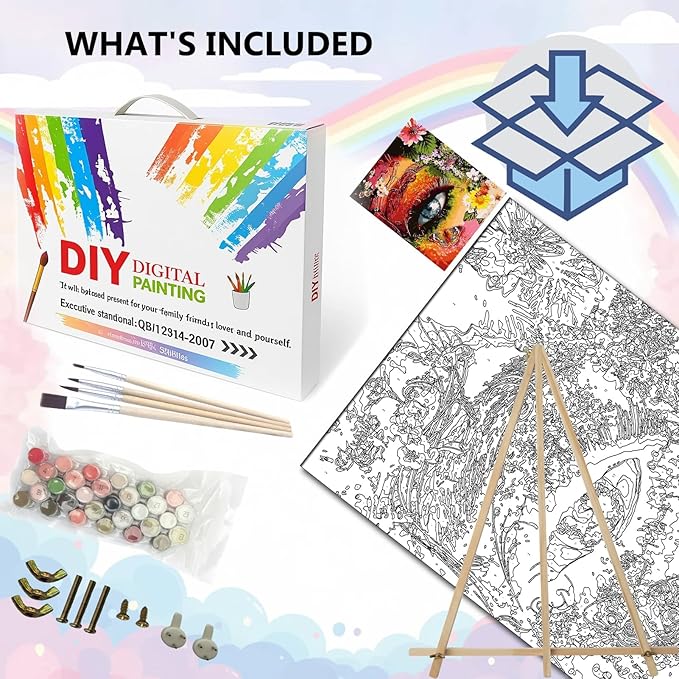 BAISITE Paint by Numbers Kit for Adults Beginners,16" Wx20 L Canvas for Painting Kits for Adults in Colorful Box-Color Eye Mother Earth 8407-Already Stretched on a Wooden Frame