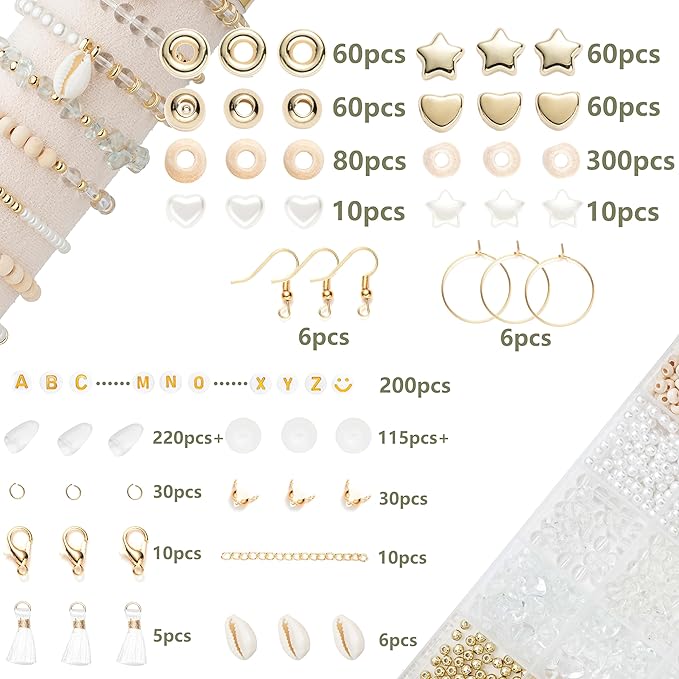 Xylise Jewelry Making Supplies Kit Natural Stone Beads for Irregular Natural Stone with for DIY Craft Bracelet Necklace Earrings for Adults (Transparent)
