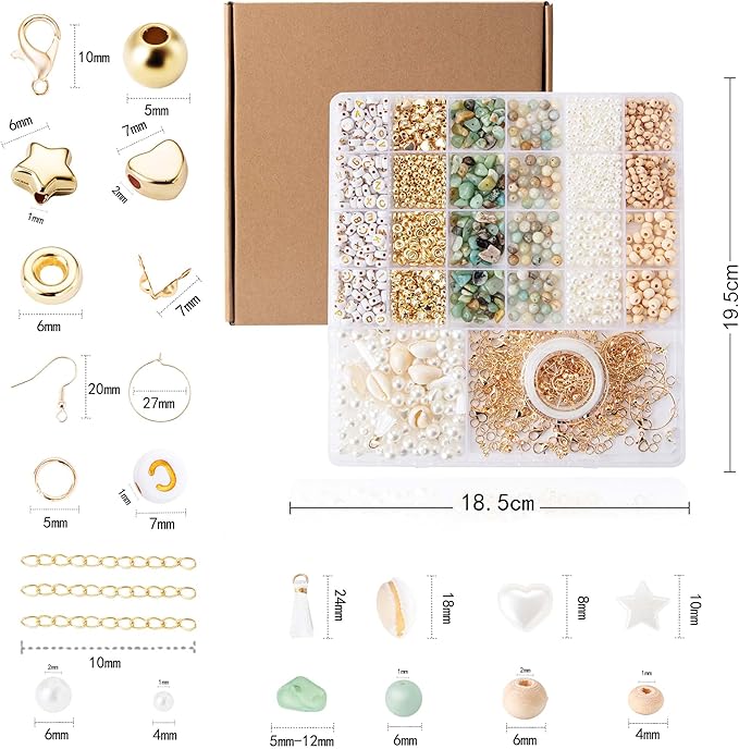 Xylise Jewelry Making Supplies Kit Natural Stone Beads for Irregular Natural Stone with for DIY Craft Bracelet Necklace Earrings for Adults (Amazonian)
