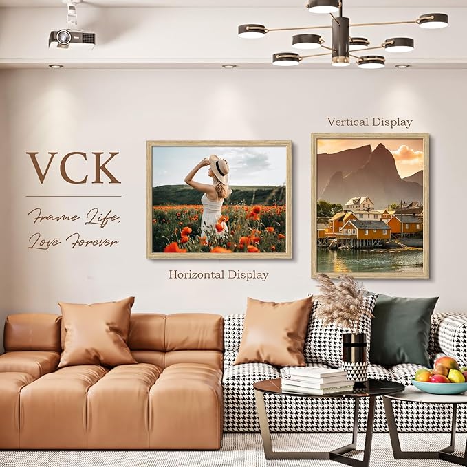 VCK 24x30 Poster Frame Set of 3 - Oak, Natural Solid Wood Picture Frames, Wall Hanging
