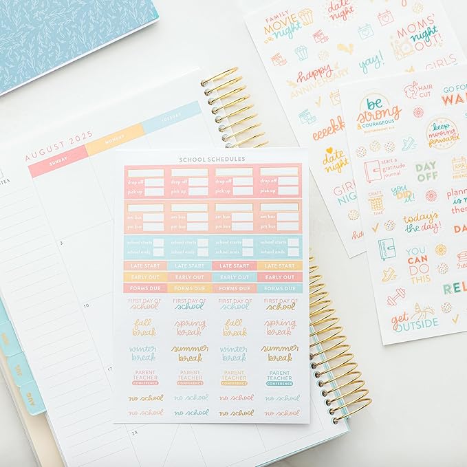 Home Planner Sticker Book 2nd Ed | Pack of 15 | 766 Total Stickers | Assorted Sizes | 5x7 Sheets of Stickers | Gold Foil Stamping | Fun Stickers for Home Planners, Journals and More