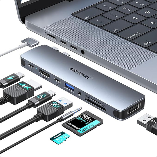 USB C Adapter HDMI Multiport Hub for MacBook Pro/Air M1-M3, 13"-16", 2018-2024: 3 USB A 3.0, SD TF Card Reader, Audio