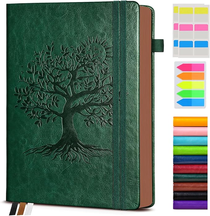 Vintage Leather Journal with 300 Numbered Pages,B5 Lined Journal for Men Women,Daily Journals for Writing,College Ruled Notebook for Work,School,Note taking,Travel Diary,Large (7" x 10")