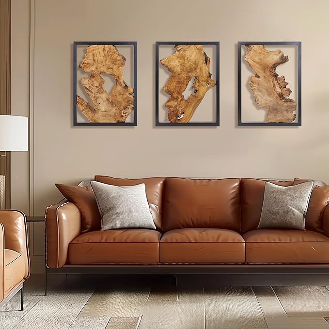 Modern Wood Wall Decor- Natural wood Handcrafted Rustic Charm for Your Home - Perfect for Living Room, Bedroom,Kitchen,or Office