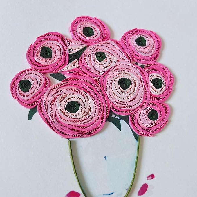 Quilling Cards, handmade card, quilled cards with Dedicated Paper Handmade Art for all occasions: Mother's day, Father's day, Birthday... Roses flowers