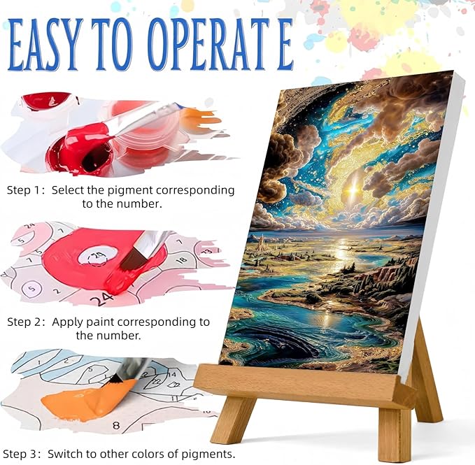 JYXSJYYD Paint by Numbers Kit for Adults Beginner,Sky River Paint by Number Kits Canvas Without Framed,Earth DIY Acrylic Oil Painting Adults Paint by Numbers Kits for Home Wall Decor 16x20 Inch