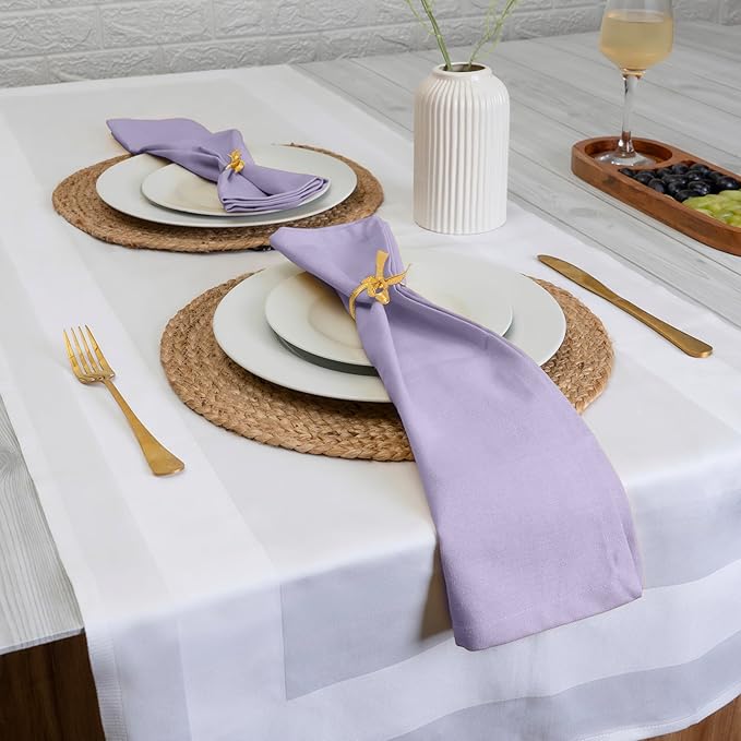 Blue Needles Solid Cloth Napkins Set of 12 Lavender 100% Cotton Dinner Napkins 18x18 inches - Soft, Reusable, Absorbent & Washable Linen, Ideal for Christmas Events, Parties & Everyday Use