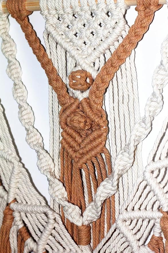 BMIDRUT Macrame Woven Wall Hanging Tapestry Boho Wall Art Handmade Macrame Tapestry for Wedding Bedroom Living Room Background Wall 17x30 Inch
