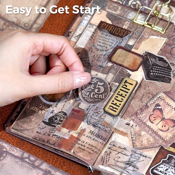Funto Scrapbooking Kit, The Love Poems Series- Vintage Items, Perfect for Bullet Scrapbooking Materials, Planner DIY Craft Collage