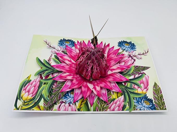 3D Pop-Up Hummingbird & Pink Flower Greeting Card – Handmade Nature Card for Birthday, Mother’s Day, Anniversary & Special Occasions F48