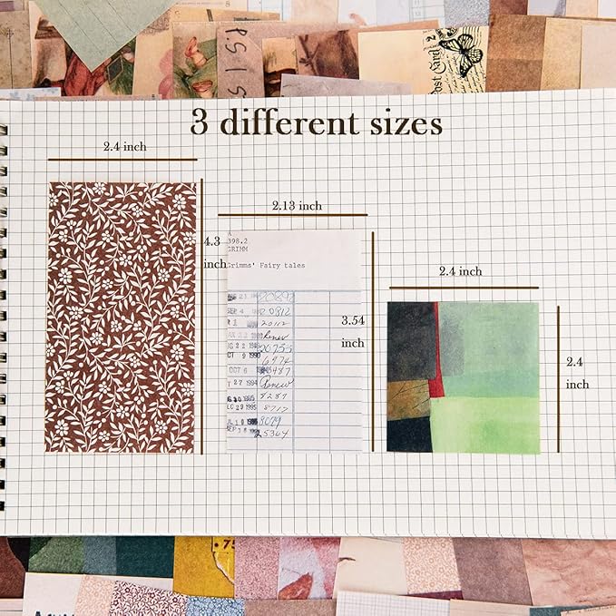 360 Sheets Vintage Scrapbook Paper Pack, Retro Aesthetic Journaling Supplies for DIY Crafts, Junk Journal, Collage, Ephemera, Aged Backgrounds & Mixed Themes