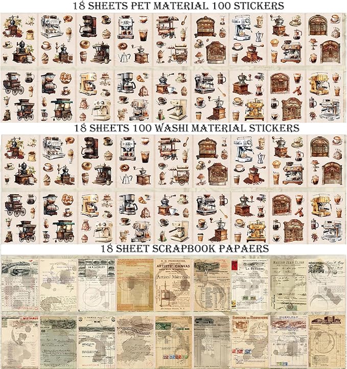 4 Book for Garden Landscape Scrapbooking Stickers Pre-Cut 300 washi Stickers 300 PET Sticker Books for journaling Scrapbook Supplies Transparent Sticker for journaling