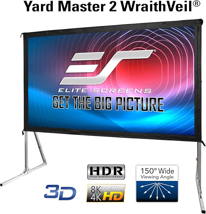 Elite Screens Yard Master 2 DUAL Projector Screen, 120-INCH 16:9, Front and Rear 4K/8K Ultra HD, Active 3D, HDR Ready Indoor and Outdoor Projection, OMS120H2-Dual |US Based Company 2-YEAR WARRANTY