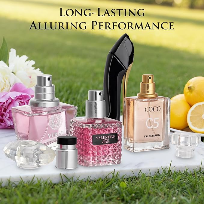 Essential 4 PC Mini Perfume Set, Birthday Gift Set for Women, Eau De Parfum 30ml Each, Vanilla Perfume & Floral Fragrance, Long-Lasting Travel Size, C5, Verse Pink Crystal, Nice Girl & Valentine