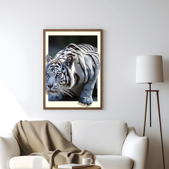 White Tiger 5D DIY Diamond Painting Kits for Adults, Diamond Art Kits for Beginners, Full Drill Dot Painting Gem Art Kits for Home Wall Decor11.8 x15.7 Inch