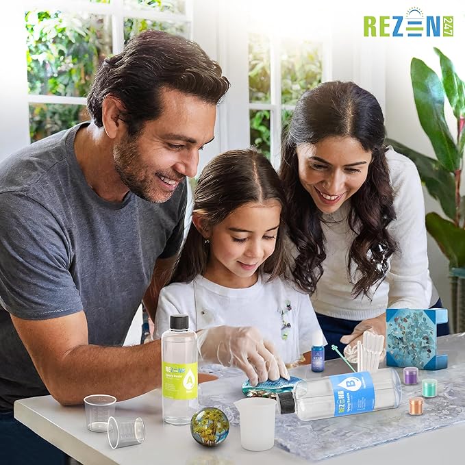 Zen247 Epoxy Resin Kit with Molds - Complete Set - Unique Resin Molds Kit with Crushed Seashells for Ornaments - Glow in The Dark Pigment