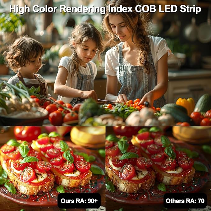 LED Strip Lights 24V Daylight White LED COB 6000K Super Bright LED16.4ft Dotless High Density Cuttable Flexible for Home DIY Commercial Lighting Projects 3 Pack (Power Supply & Dimmer Not Included)