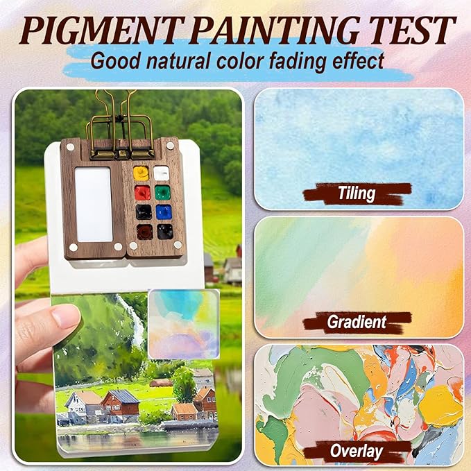 Mini Watercolor Set, Mini Watercolor Paint Sets, Mini Watercolor Travel Set, Mini Paint Palette Travel Kit, Pocket Artist Watercolors Travel Sets, Wooden Grid Paint Box (15 Grids)