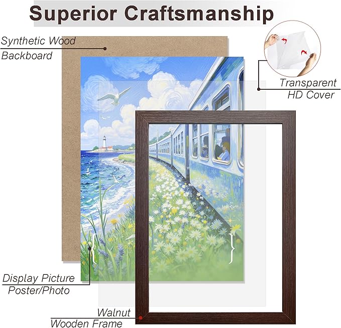 KTKDE 16x24 Picture Frame Wooden,Poster Frames with Polished Plexiglass, Wall Hanging Large Studio Gallery Photo Frames Decorating for Minimalist Style Suitable,Any style Best