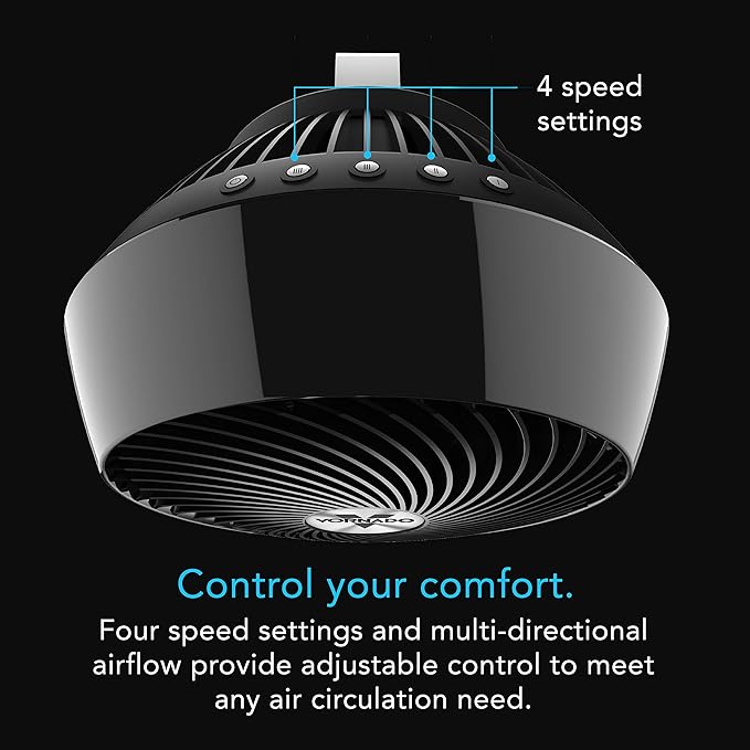 Vornado 660 Large Whole Room Air Circulator Fan for Home, 4 Speeds and 90-Degree Adjustable Tilt, Removable Grill, 10 Inch, Floor Fan for Bedroom, Office, Black