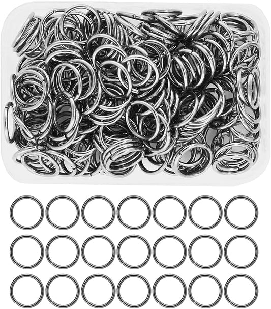 Mandala Crafts Assorted Gunmetal Jump Rings Jewelry Findings Metal O Rings for Jewelry Making Supplies - 200 14mm Small Open Jump Rings Kit for Necklace Earring
