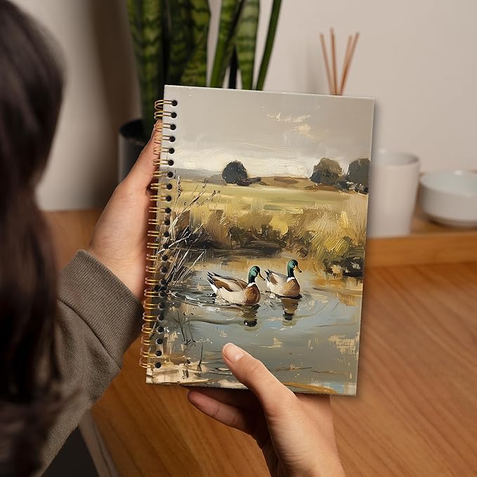XNXLDYLH Mallard Duck Cottagecore Notebook Journal, Farmhouse Aesthetic Spiral Notebook, Cute Nature Aesthetic Journals Notebooks for Women Girls Boys Kids, Duck Office School Supplies Gifts,5.5x8.3In