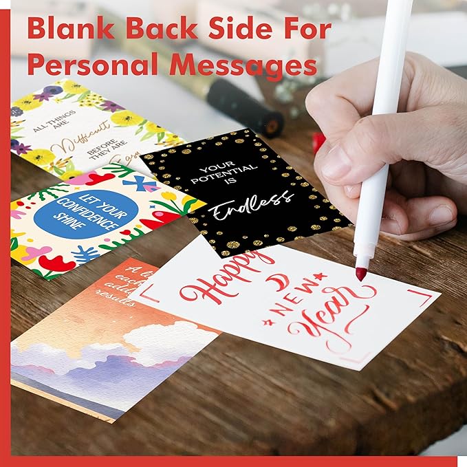 120 PCS Motivational Cards, 60 Designs Inspirational Cards with PET Film, Affirmation Words for Primary Middle High Reading Students, Book Lovers (2” x 3.5”)
