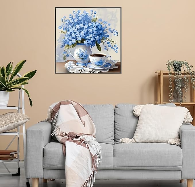 GXGLLPZBY Painting by Numbers for Adults,Flower Adult Paint by Number Kits on Canvas,5D DIY Color by Numbers for Adults Beginners,Acrylic Paint by Color Oil Painting Home Wall Decor 15.7X15.7 inch
