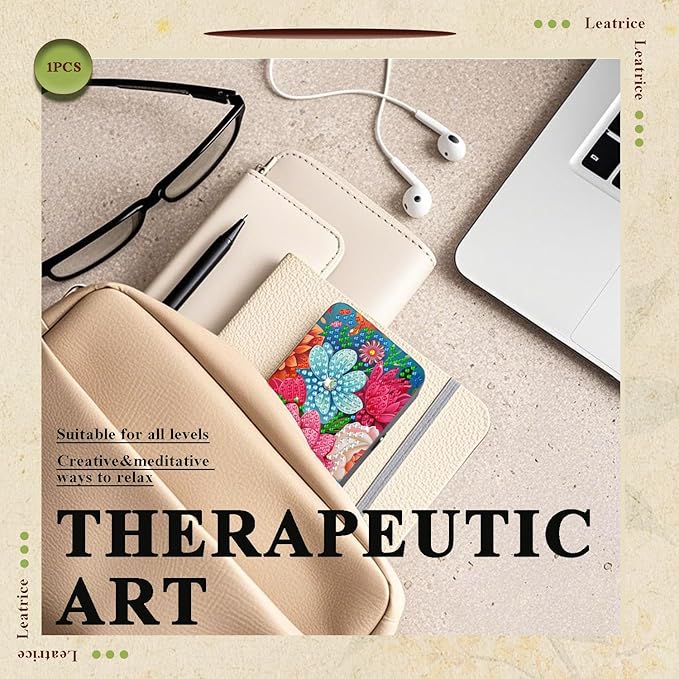 Leatrice Flower Diamond Art Kits for Adults Small Diamond Painting Kits Diamond Dots Gem Art Painting DIY Eyeglasses Case with Special Shaped Rhinestone for Beginner Women
