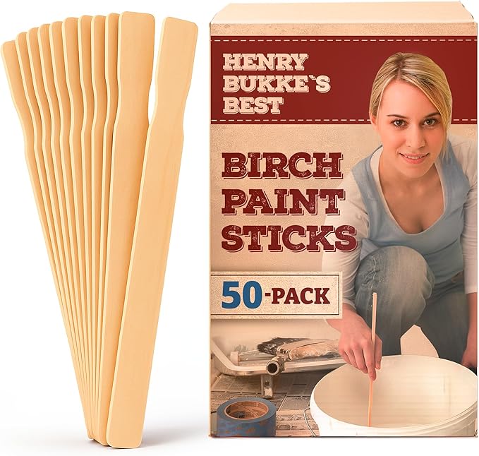 Henry Bukke's Best Birch Paint Sticks, 50-Pack, 12 Inch – Clean & Smooth for Automotive, Industrial, Beauty, Art & Craft Projects, Made in USA