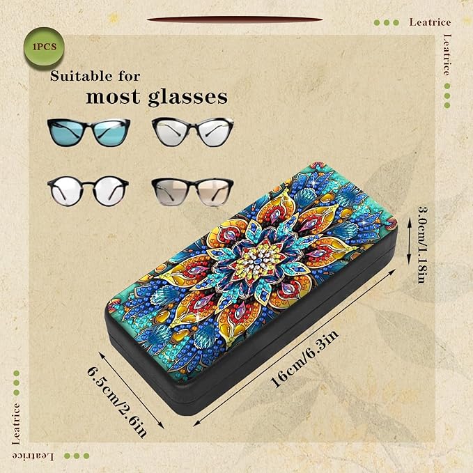 Leatrice Mandala Diamond Art Kits for Adults Small Diamond Painting Kit Gem Art Paint by Diamonds Dot Eyeglass Case Hard Shell 5d Diamond Art DIY for Beginner Women