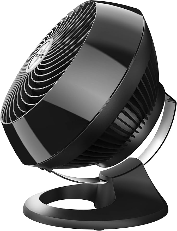 Vornado 560 Whole Room Air Circulator, Medium Floor Fan with 4 Speeds, Adjustable Tilt, Easy to Clean, Adjustable Tilt Chrome Glide Bar, Quiet Fan for Home, Office, and Bedroom, Black
