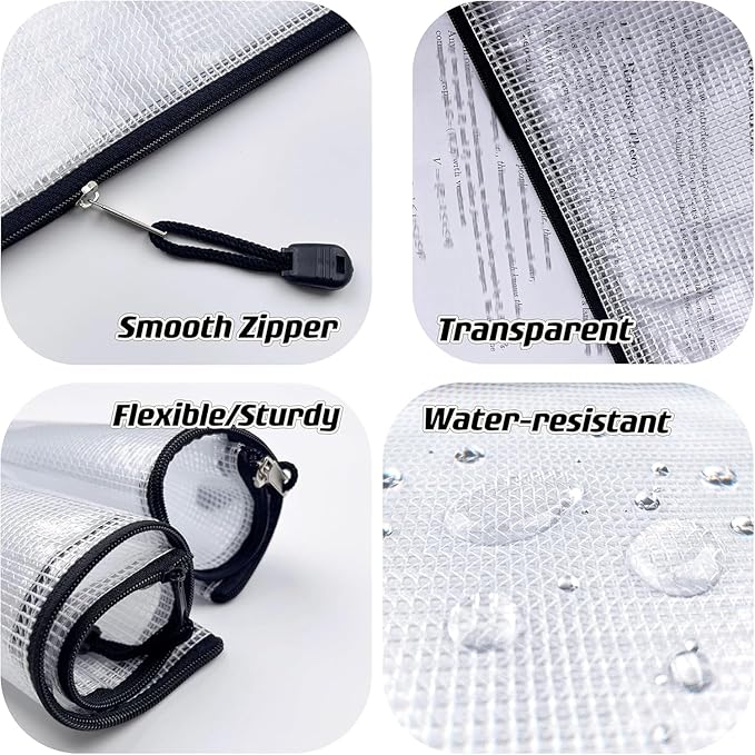 Oaimyy-16PCS-Mesh Zipper Pouch, Plastic Zip File Folders Puzzle Bags for Organizing,Office Supplies,Travel,Home Storage-Black (Black, 3"x 5")