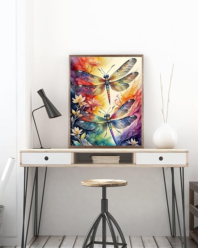 Dragonfly 5D DIY Diamond Painting Kits for Adults, Diamond Art Kits for Beginners, Full Drill Dot Painting Gem Art Kits for Home Wall Decor11.8 x15.7 Inch