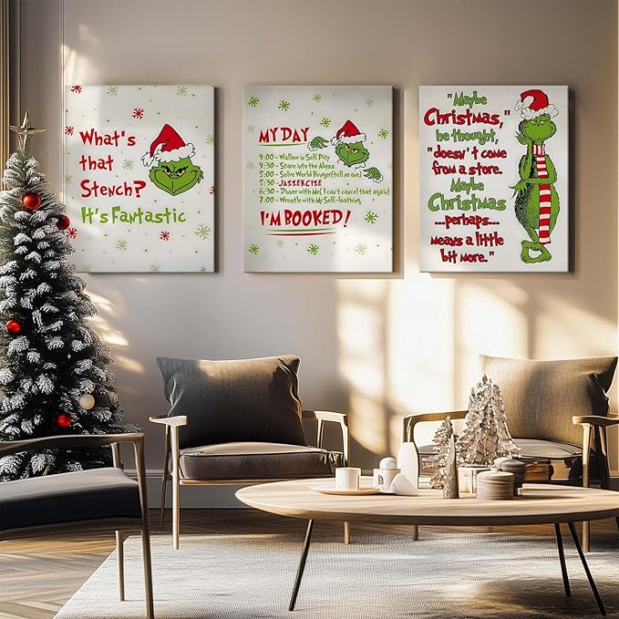 Funny Christmas Canvas Wall Art Decor - “What's That Stench? It's Fantastic” Holiday Decor - 12x16 inch Humorous Christmas Decoration for Living Room or Office - Premium Quality Canvas Print