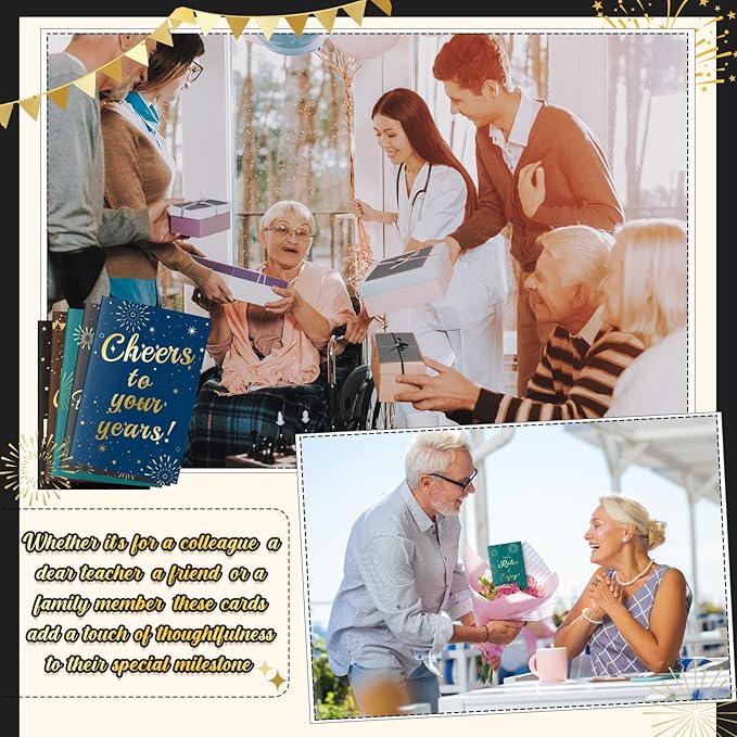 100 Sets Retirement Cards with Envelopes and Stickers Blank Inside Funny Retirement Card 5 Style Designs Greeting Card for Coworker Teacher Employee