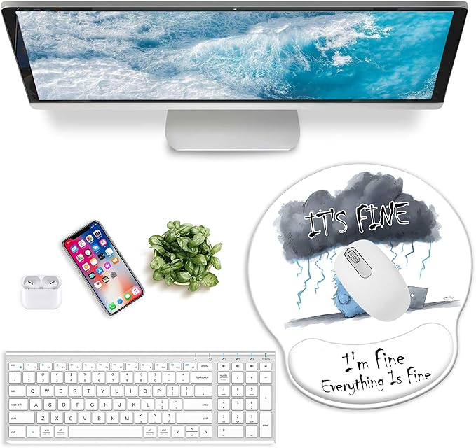 Cute Ergonomic Mouse Pad with Wrist Rest, Gaming Mouse Pad with Wrist Support, Funny Mouse Pads for Desk, Computer Mousepad with Non-Slip Pain Relief PU Base, Cute Office Desk Accessories