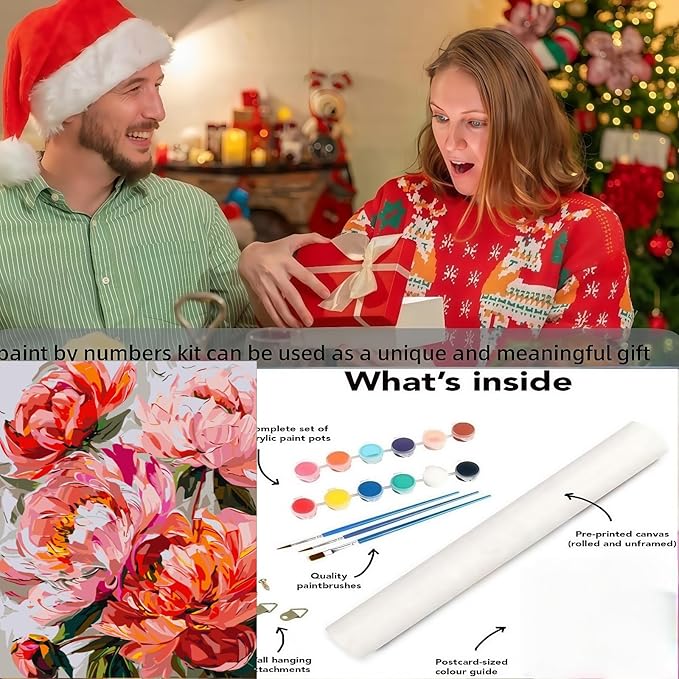 BYGFHLYW Paint by Numbers Kit for Adults Beginners,Flower Adult Paint by Number Kits On Canvas, DIY Acrylic Oil Painting Kits for Beginners, Color by Number Adult for Home Wall Decor 16x20Inch