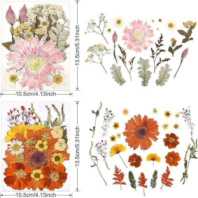 DALARAN 95Pcs Dried Pressed Flowers for Resin Mold Real Natural Bulk Big Dry Floral Leave for DIY Art Crafts Resin Jewelry Making Scrapbook Supplies Card Making Soap Candle DIY