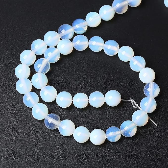 4mm 90pcs AAA Natural Stone Beads White Opal Round Loose Crystal Energy Healing Power Stone Beads for Jewelry Making DIY Bracelet (4mm, White Opal Stone)
