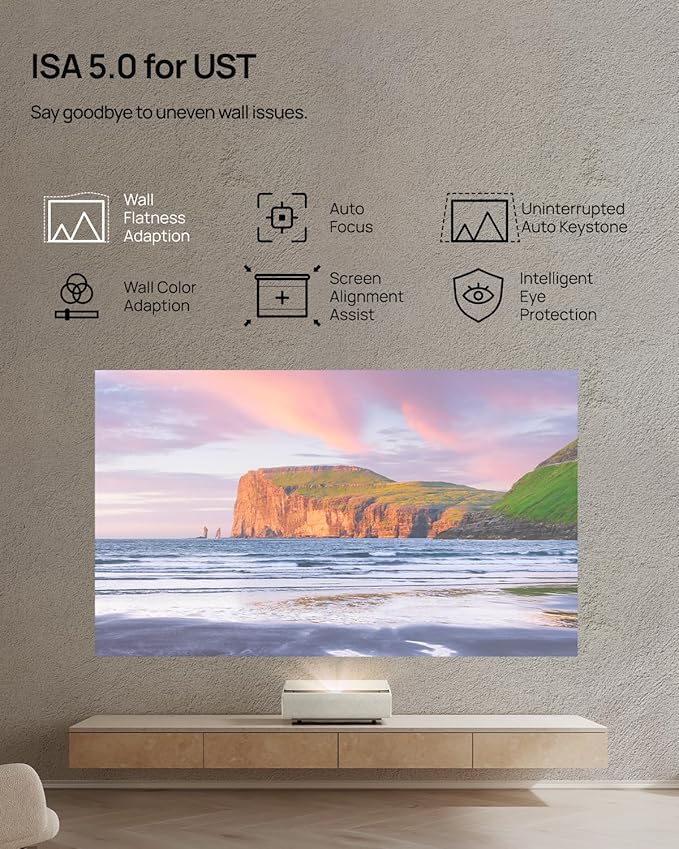XGIMI AURA Series UST Laser Projector, Dolby Vision, IMAX Enhanced, 1,000,000:1 Dynamic Contrast Ratio, 0.177:1 Throw Ratio, Harman Kardon, 2300 Lumens AURA 2 GTV White