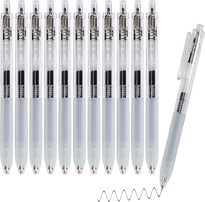 Silent Clicker Medium Point (0.7mm), Black Gel Ink Pens, 12 Count - Home, Office, School, Journaling, Writing, Note-Taking, Teacher Supplies