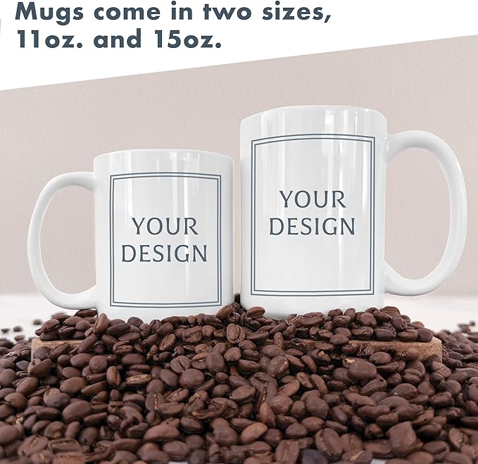 Let's Make Memories Personalized Photo Mug - Custom Coffee Mug - Your Photo & Text - For Any Occasion - Birthday - For Him - For Her - For Friend - Couples -15oz- Navy Handle