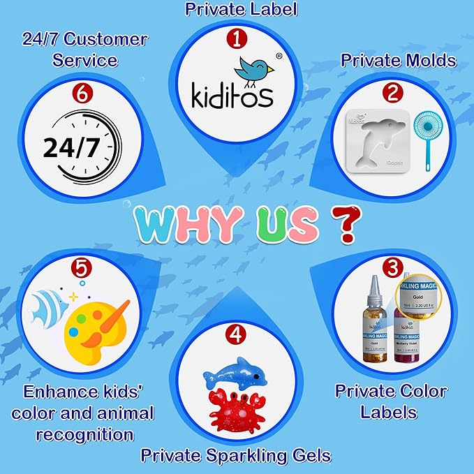 Kiditos Magic Water Elf Toy Kit–Squishies for Kids, 20 Gels & 10 Molds, Magic Gel Water Pets Sensory Toy, Fun DIY Craft Kit, Party Favors, Birthday & Christmas Gifts for Kids Ages 3+