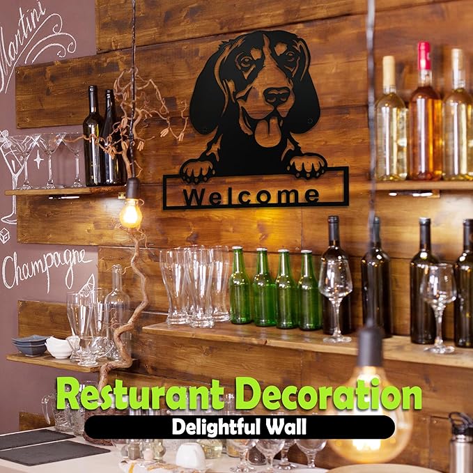 LACEEZEN Metal Dog Wall Art Home Decor Minimalist Hanging Appearance Dog Black Wall Sculptures Room & Living Room Front Entry Door Wall Garden Balcony 9.8"x 9.8"
