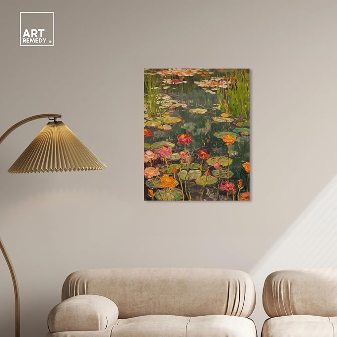 Art Remedy Afternoon Visit Gallery Wrapped Impressionism 1 Piece Canvas Wall Art/Monet And Van Gogh Inspired Art, 24" x 30", Gallery Wrapped