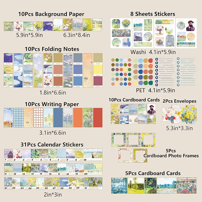 YagCu Scrapbook Kit for Beginners, Aesthetic Junk Journal Supplies, Scrapbooking and Journaling Materials, Bullet Journals Stationery, Planner DIY Arts Craft, Women Adults