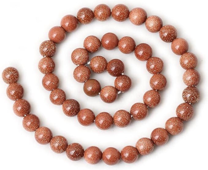 45PCS 8mm Gold Sandstone Gemstone Round Loose Beads for Jewelry Making 1 Strand 15"